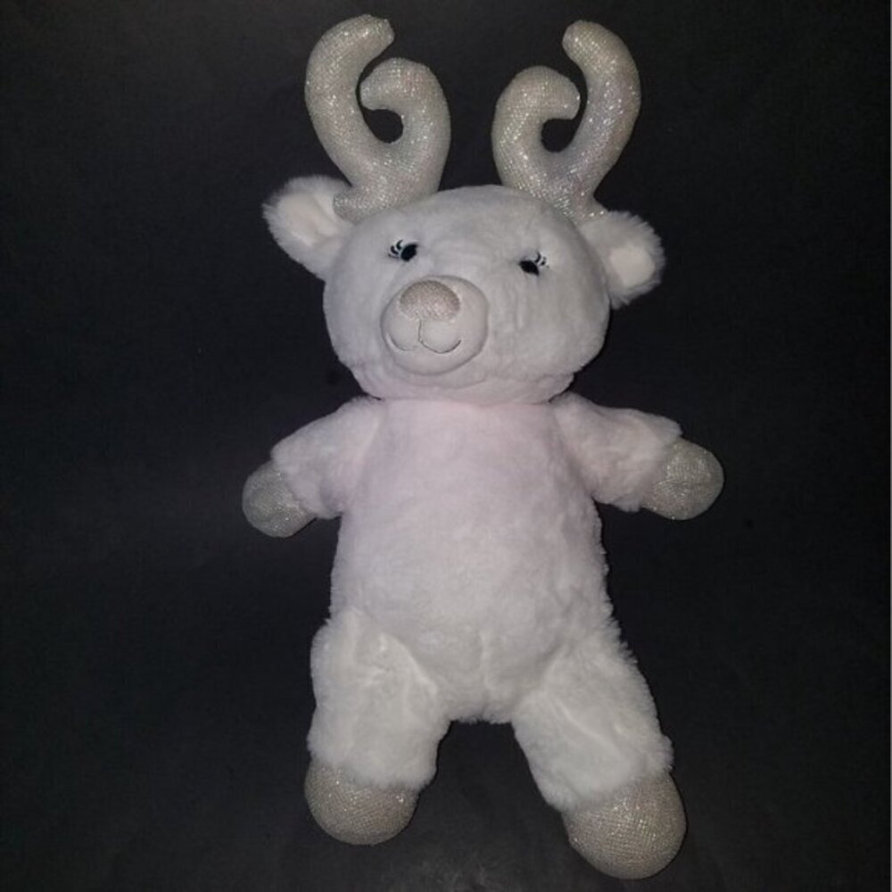BABW White Silver Glitter Reindeer Plush 16" Build-A-Bear Workshop Christmas